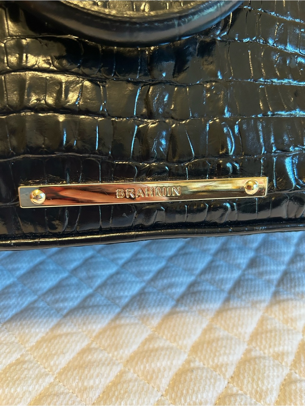 Brahmin Vivian Satchel in Black Embossed Leather - Picture 13 of 15